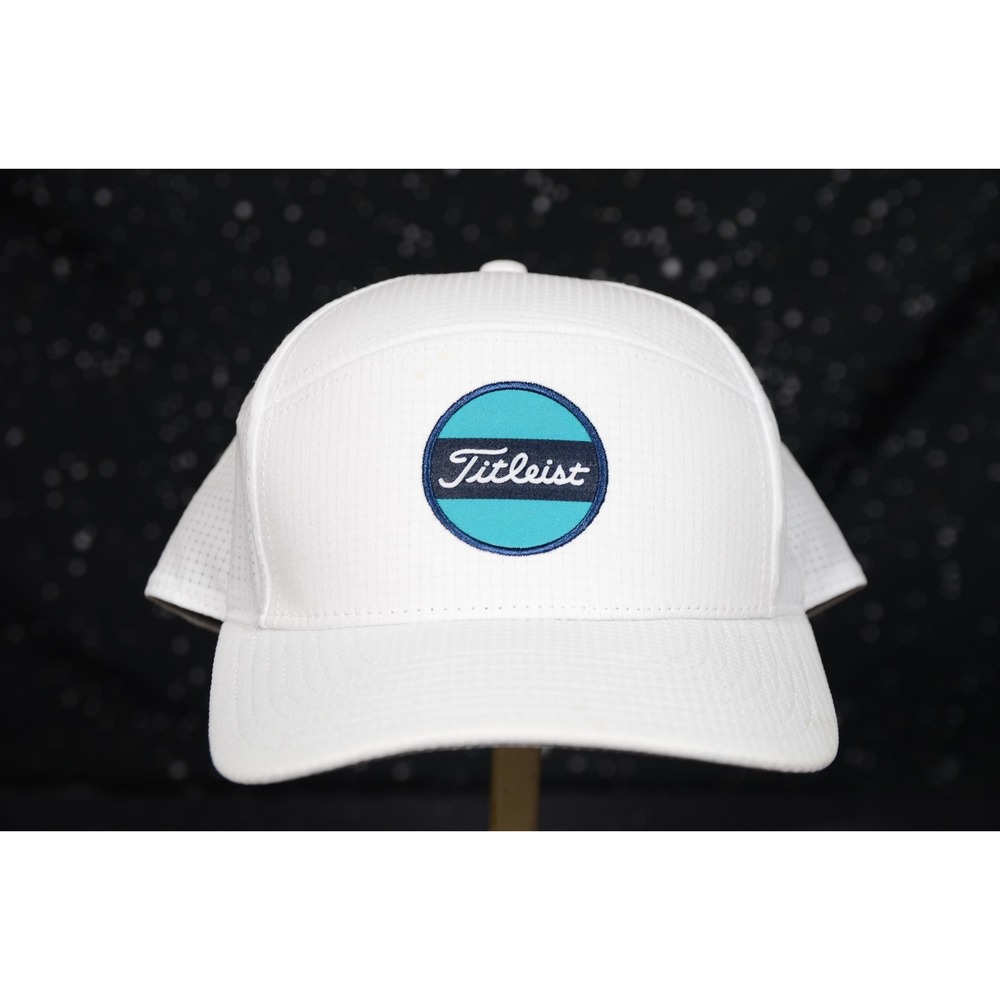 Titleist Circle Patch Golf Hat Cap Mens One Size White Mesh Snapback Logo